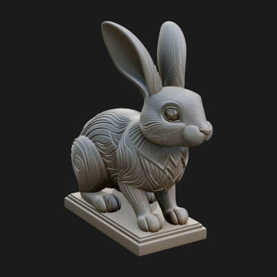 Long Eared Rabbit Statue Design 2 3D Print Model