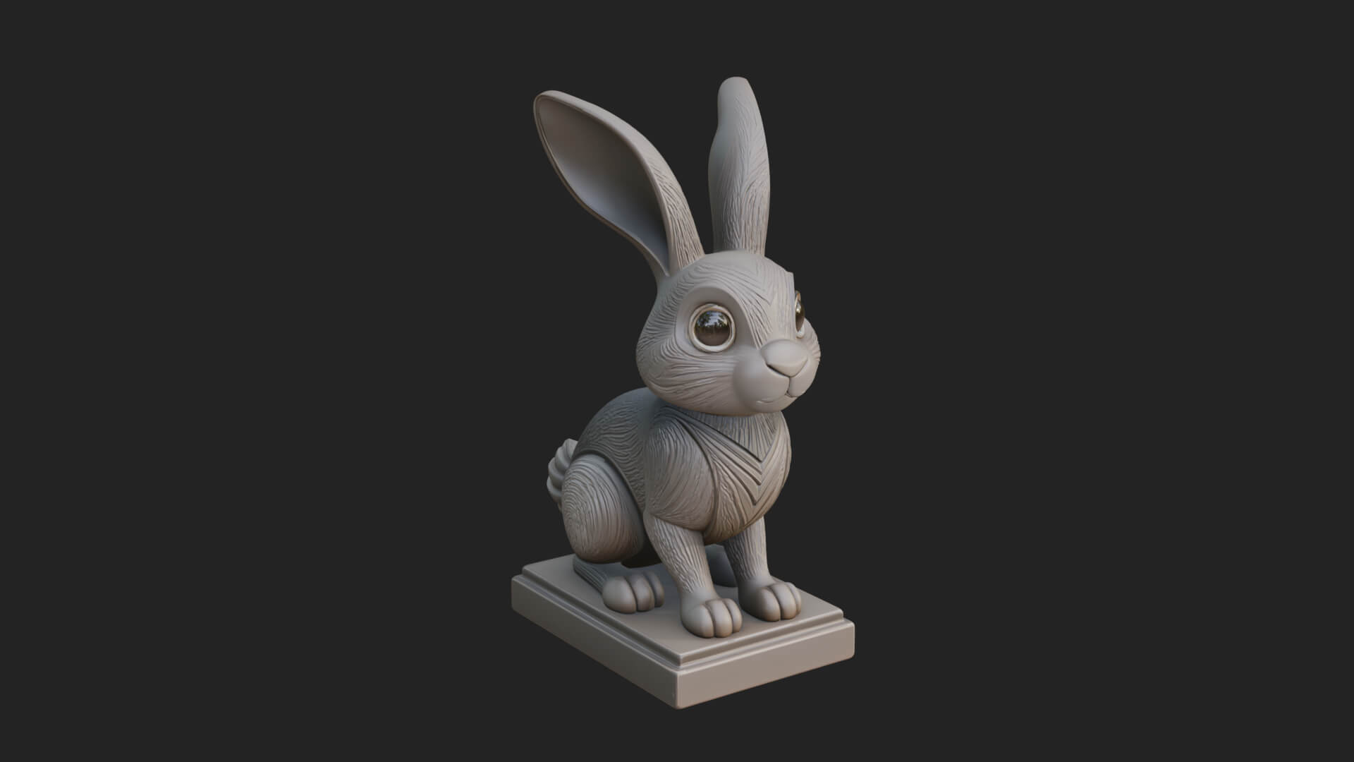 Long Eared Rabbit Statue Design 3 3D Print Model 3D Model
