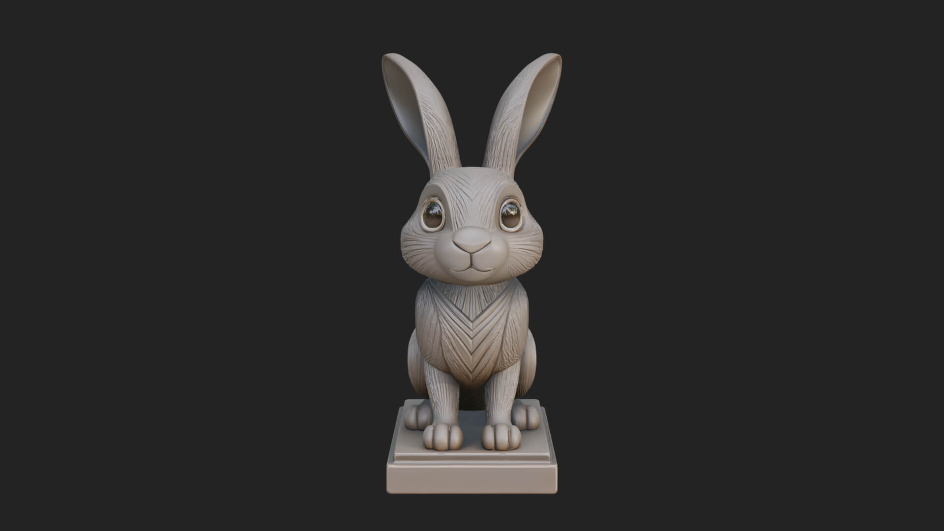 Long Eared Rabbit Statue Design 3 3D Print Model 3D Model