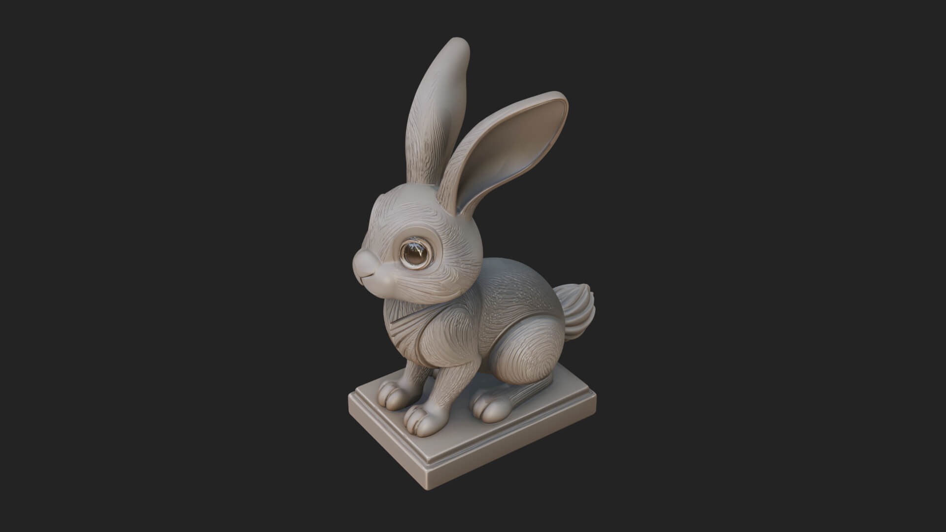 Long Eared Rabbit Statue Design 3 3D Print Model 3D Model