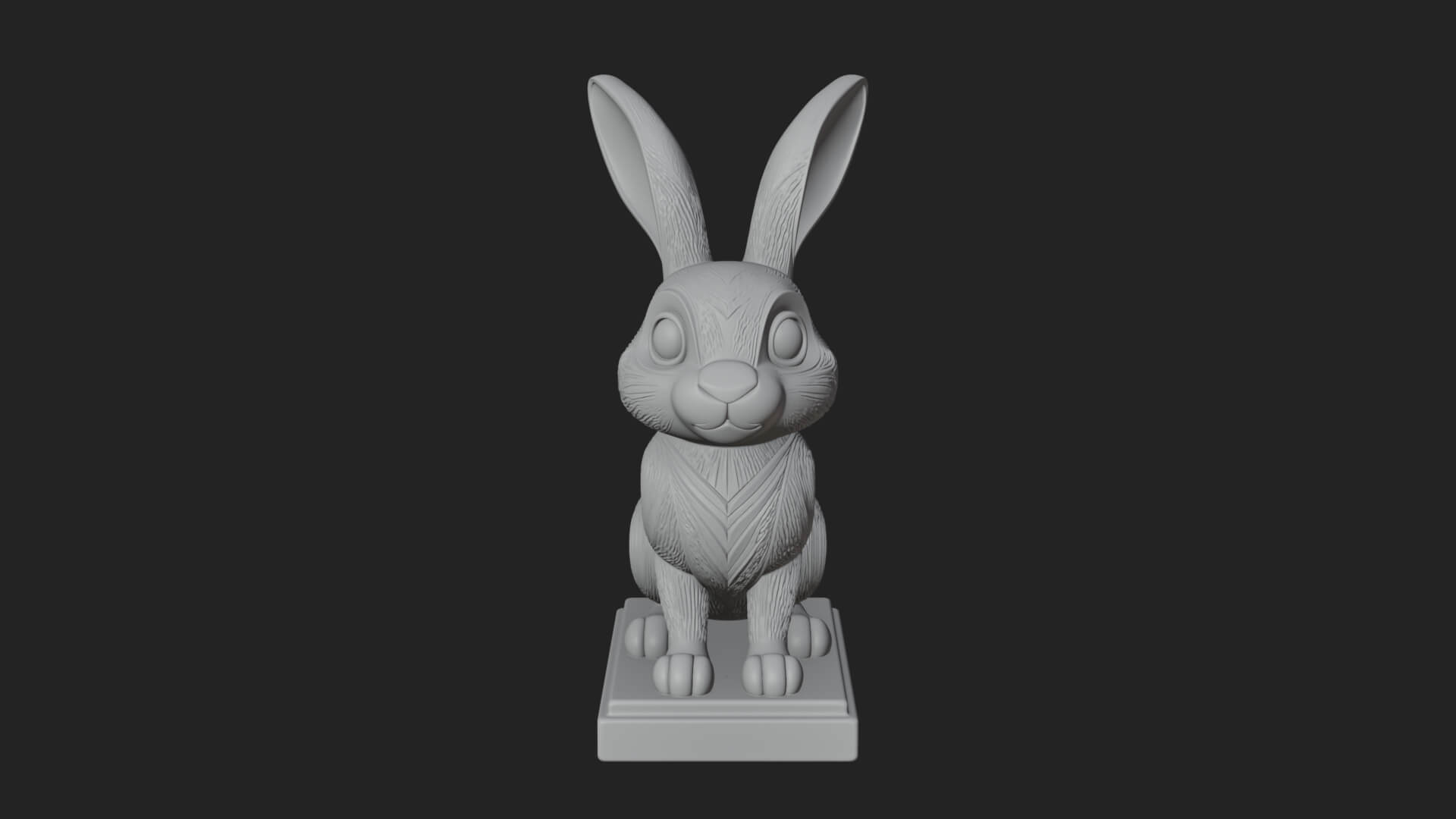 Long Eared Rabbit Statue Design 3 3D Print Model 3D Model