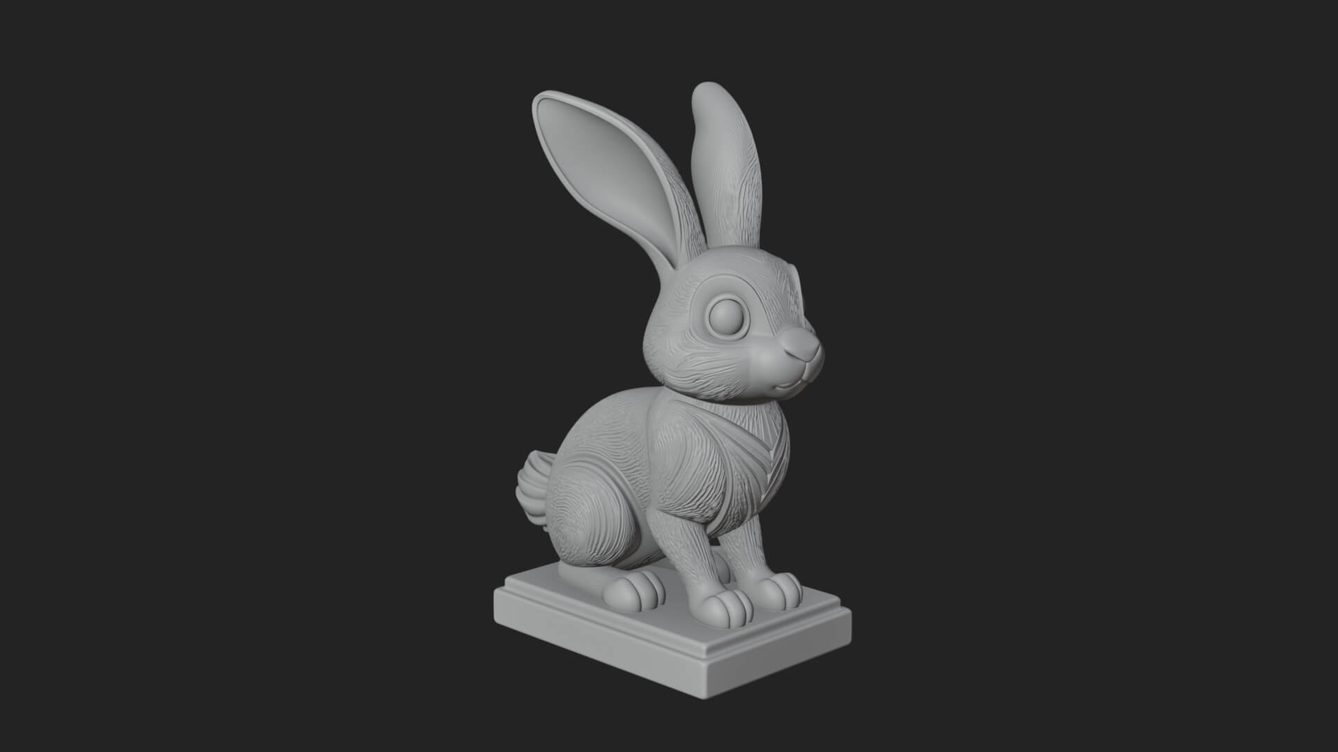 Long Eared Rabbit Statue Design 3 3D Print Model 3D Model