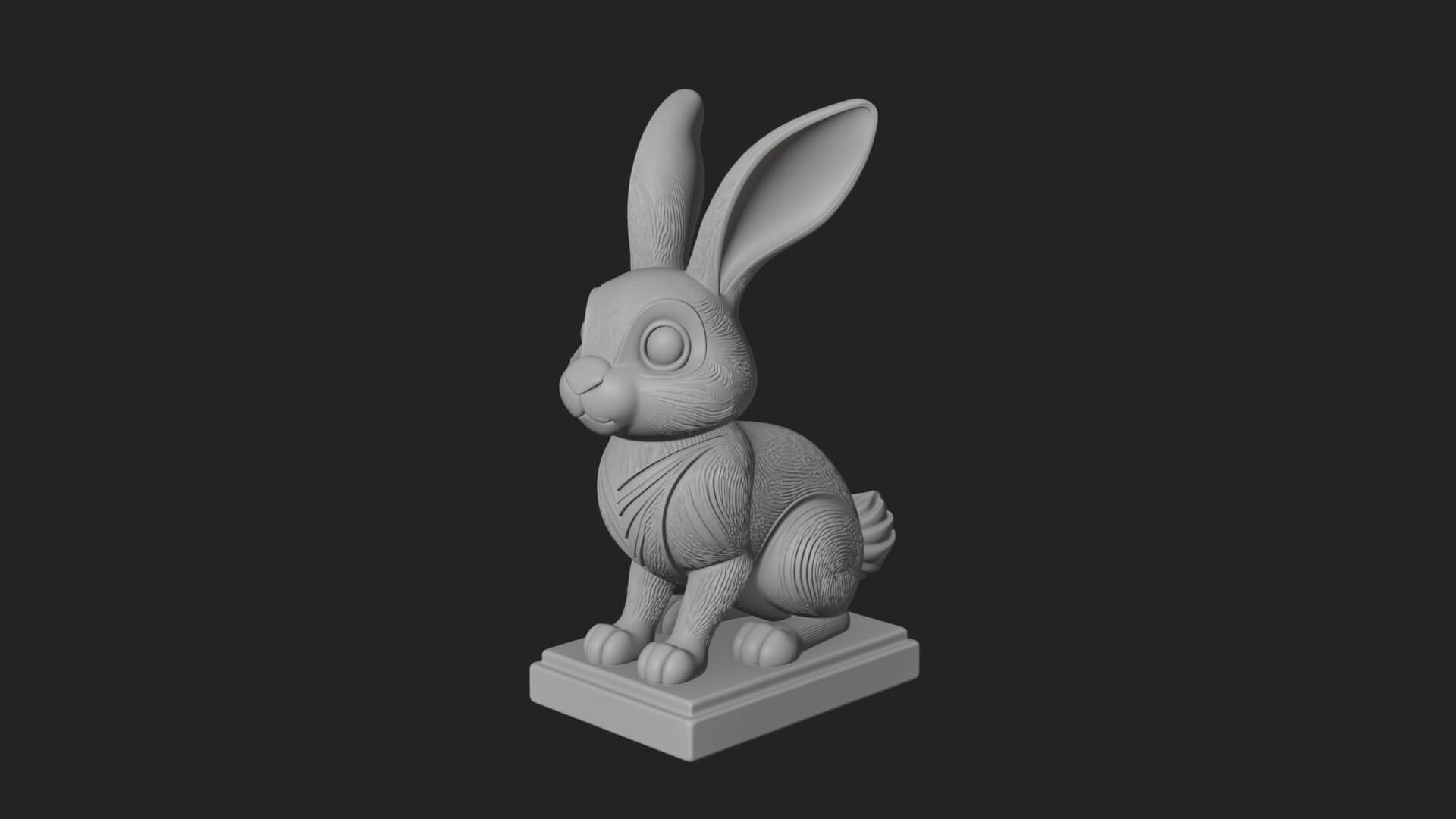 Long Eared Rabbit Statue Design 3 3D Print Model 3D Model