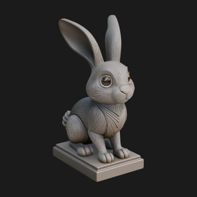 Long Eared Rabbit Statue Design 3 3D Print Model