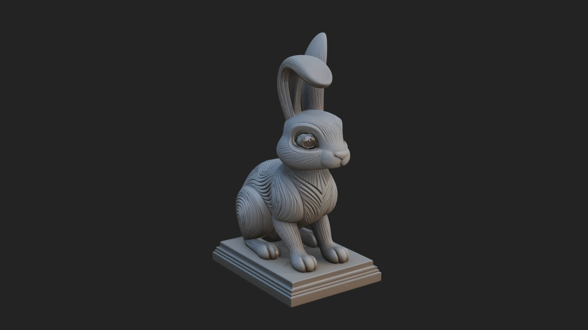 Long Eared Rabbit Statue Design 4 3D Print Model 3D Model