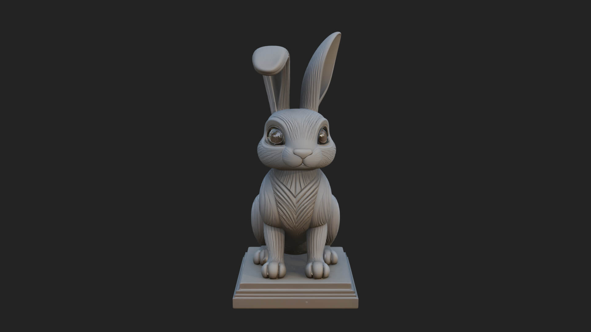 Long Eared Rabbit Statue Design 4 3D Print Model 3D Model