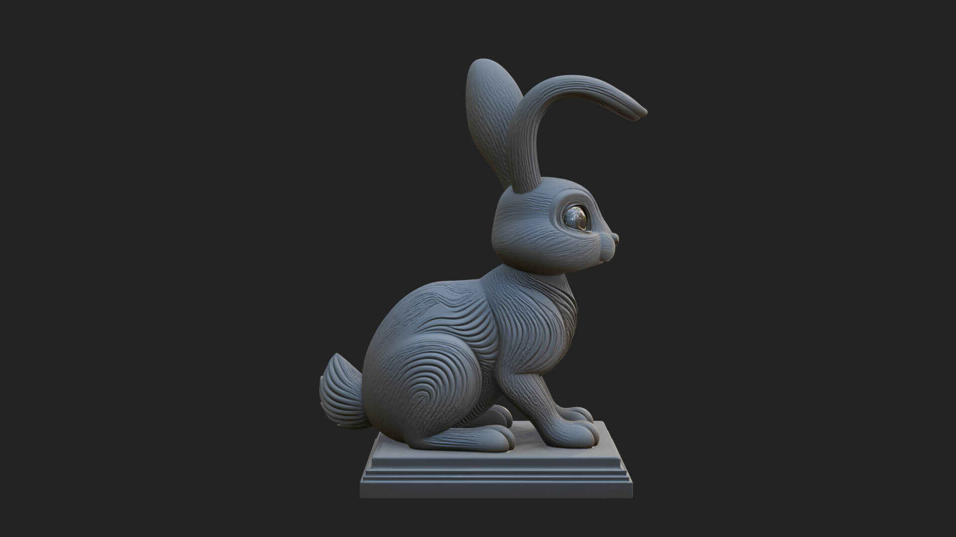 Long Eared Rabbit Statue Design 4 3D Print Model 3D Model