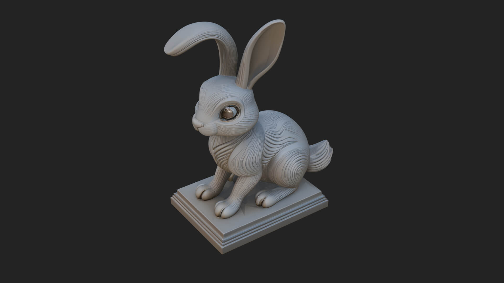 Long Eared Rabbit Statue Design 4 3D Print Model 3D Model