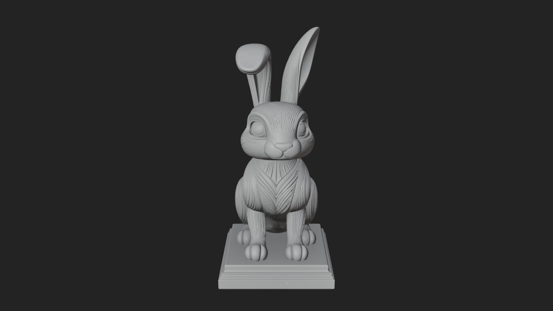 Long Eared Rabbit Statue Design 4 3D Print Model 3D Model