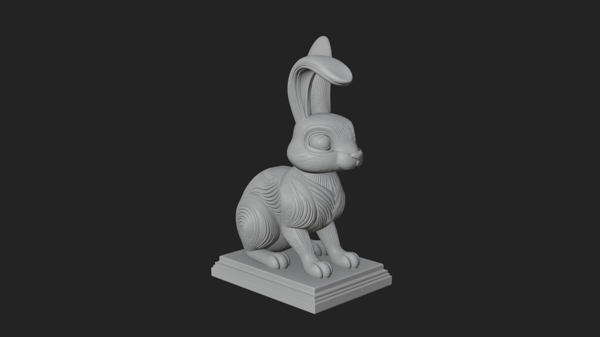 Long Eared Rabbit Statue Design 4 3D Print Model 3D Model
