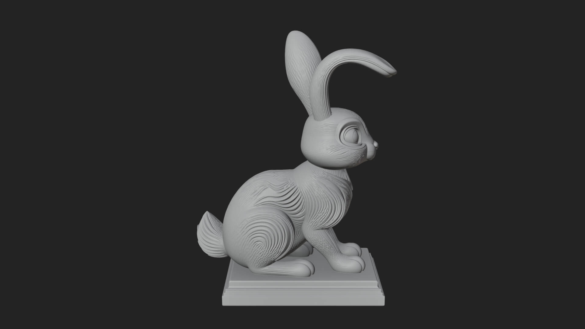 Long Eared Rabbit Statue Design 4 3D Print Model 3D Model