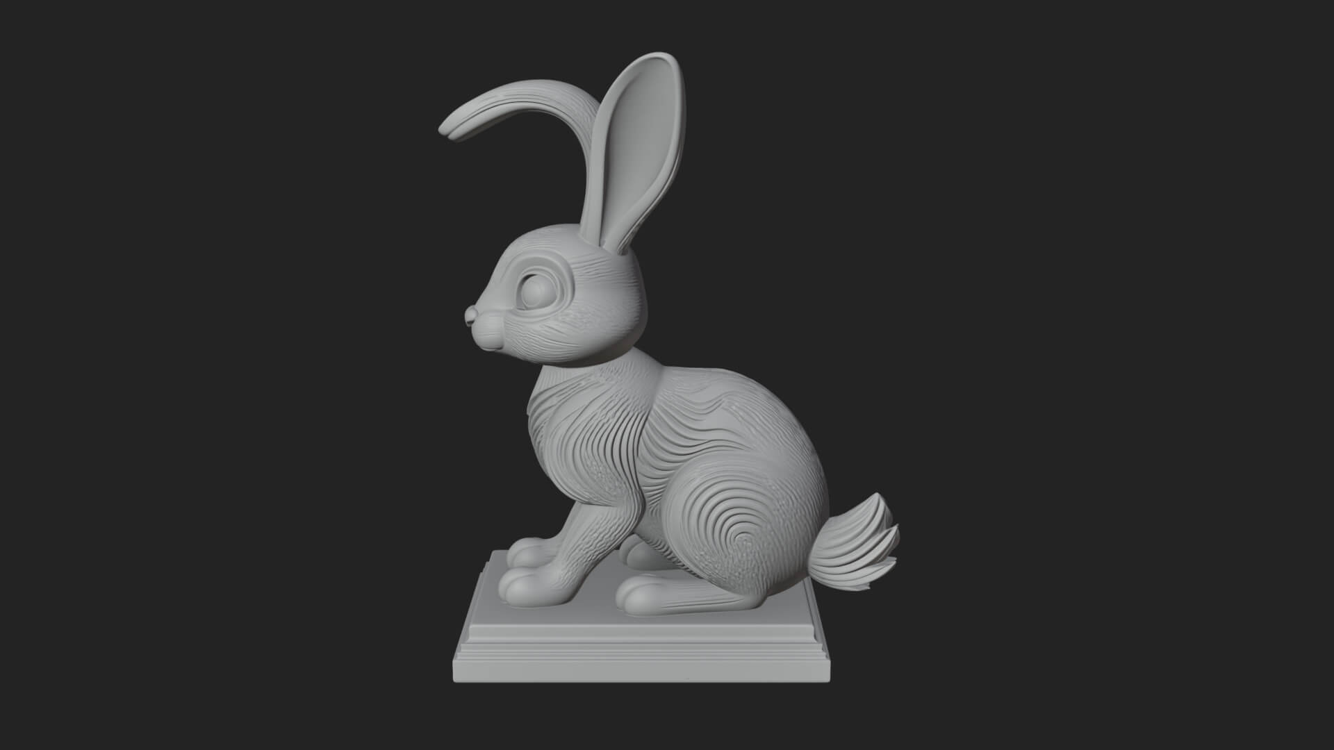 Long Eared Rabbit Statue Design 4 3D Print Model 3D Model