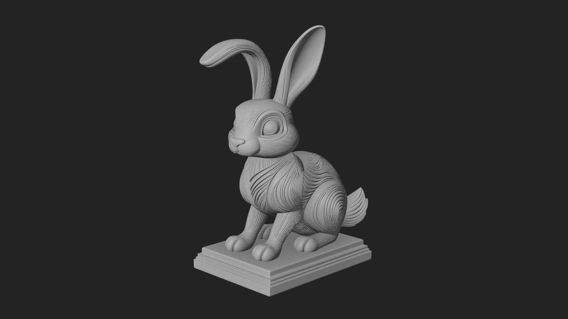 Long Eared Rabbit Statue Design 4 3D Print Model 3D Model
