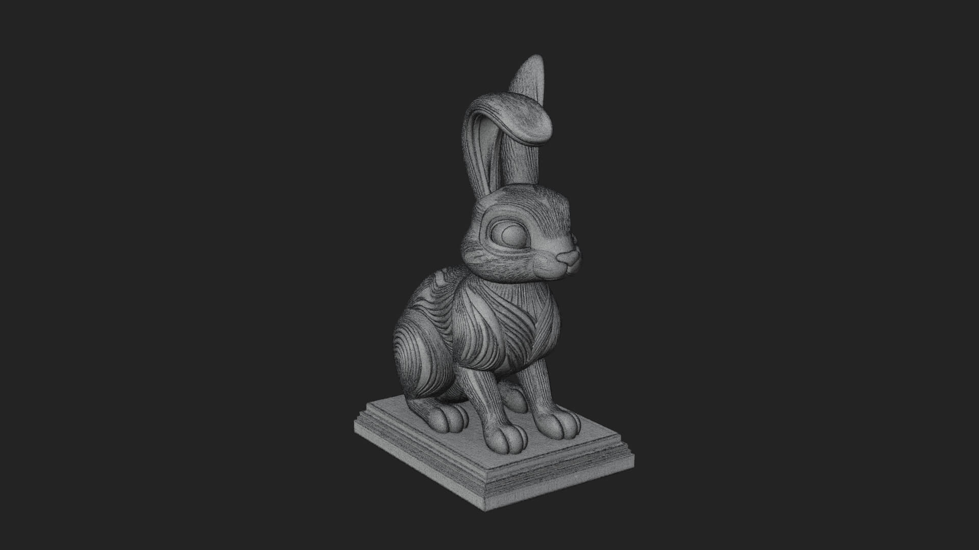 Long Eared Rabbit Statue Design 4 3D Print Model 3D Model