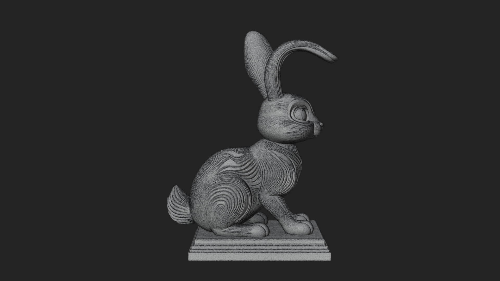 Long Eared Rabbit Statue Design 4 3D Print Model 3D Model