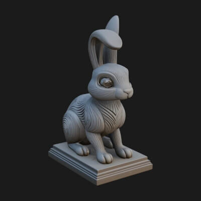 Long Eared Rabbit Statue Design 4 3D Print Model