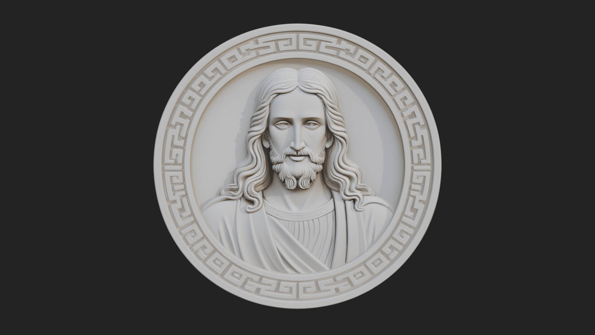 Long-Haired Christ Oval Plaque Design 1 3D Print Model 3D Model