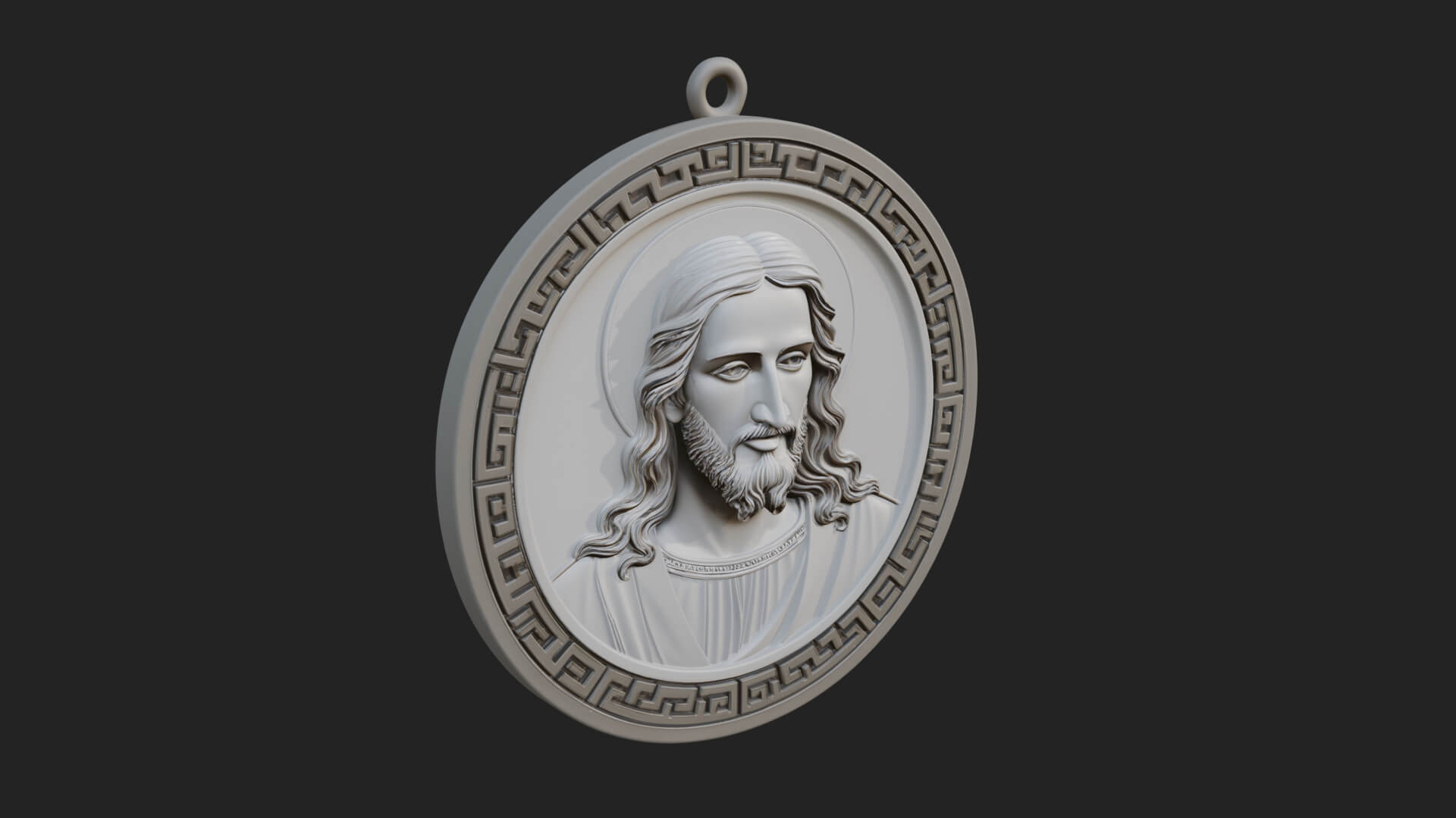 Long-Haired Christ Oval Plaque Design 2 3D Print Model 3D Model