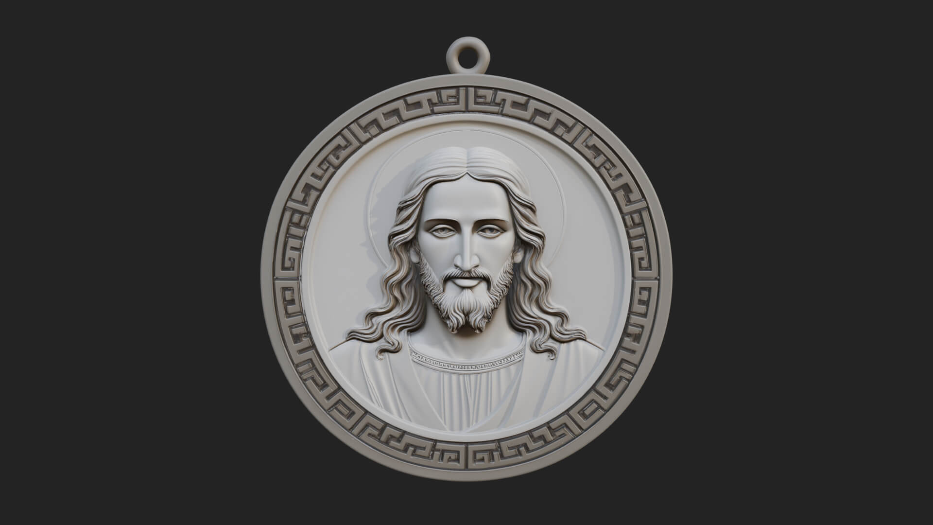 Long-Haired Christ Oval Plaque Design 2 3D Print Model 3D Model