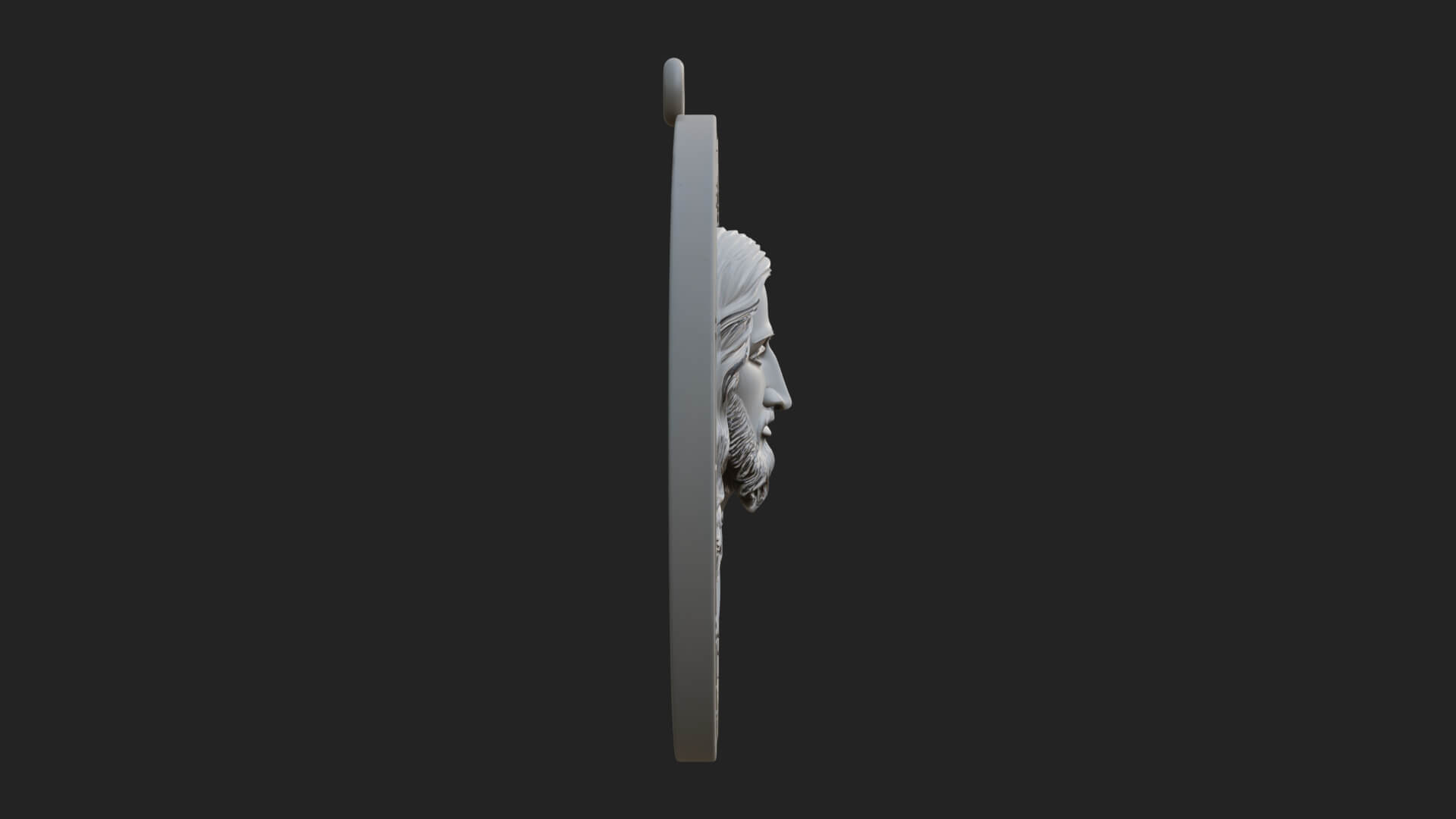 Long-Haired Christ Oval Plaque Design 2 3D Print Model 3D Model