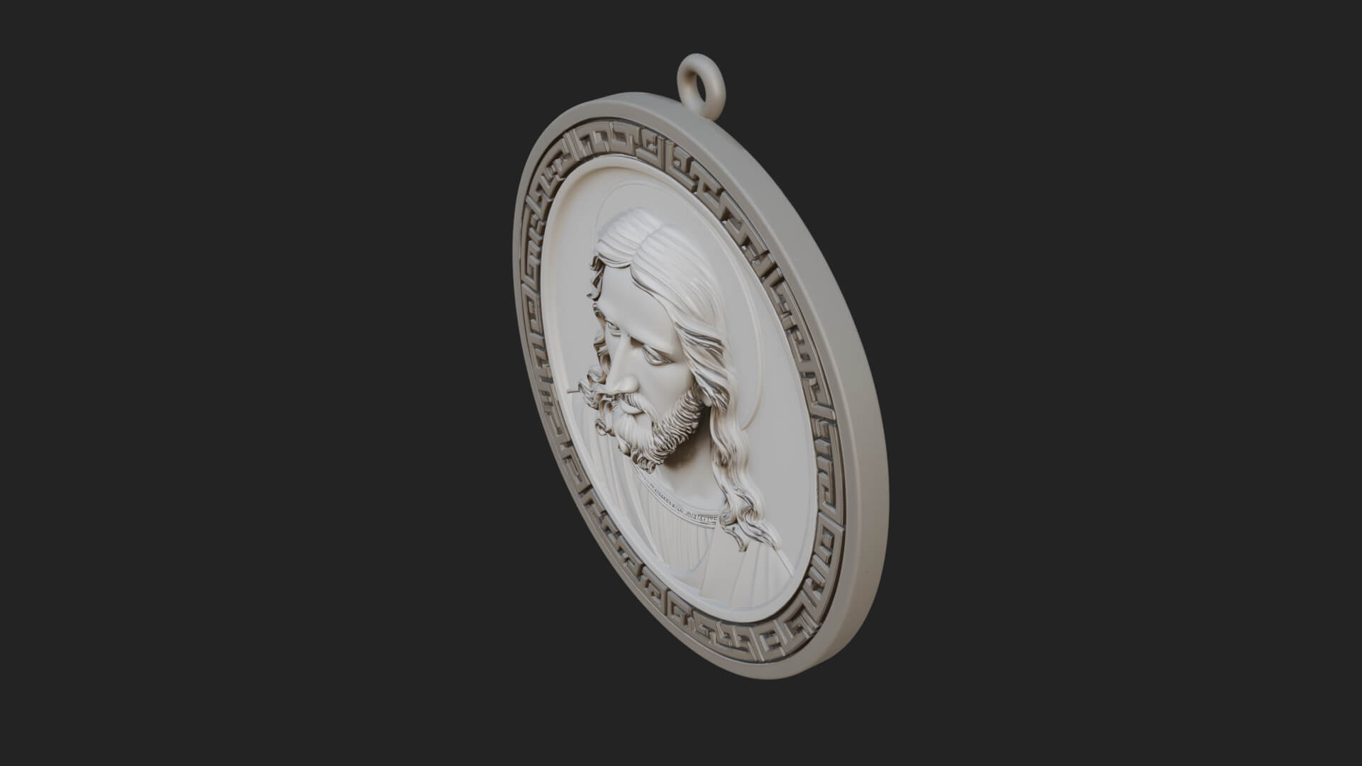 Long-Haired Christ Oval Plaque Design 2 3D Print Model 3D Model