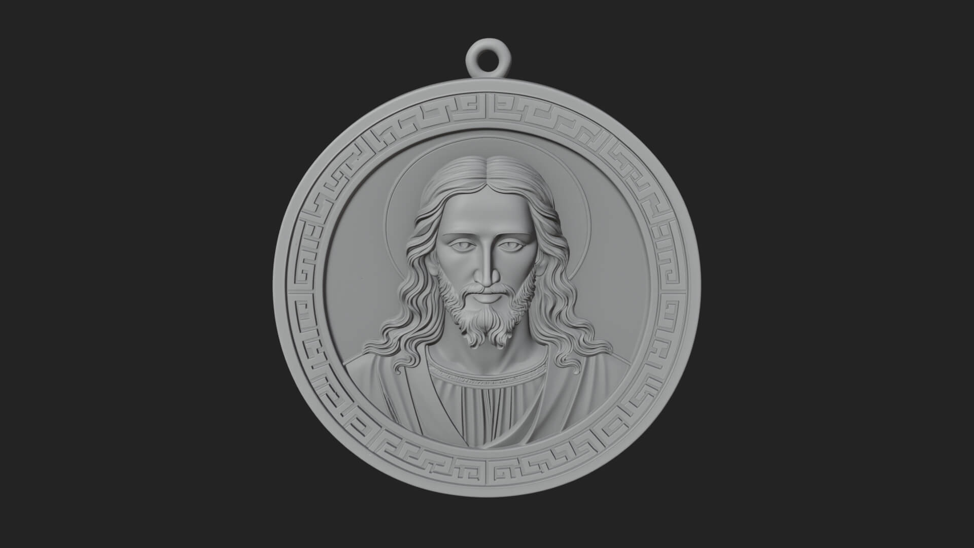 Long-Haired Christ Oval Plaque Design 2 3D Print Model 3D Model