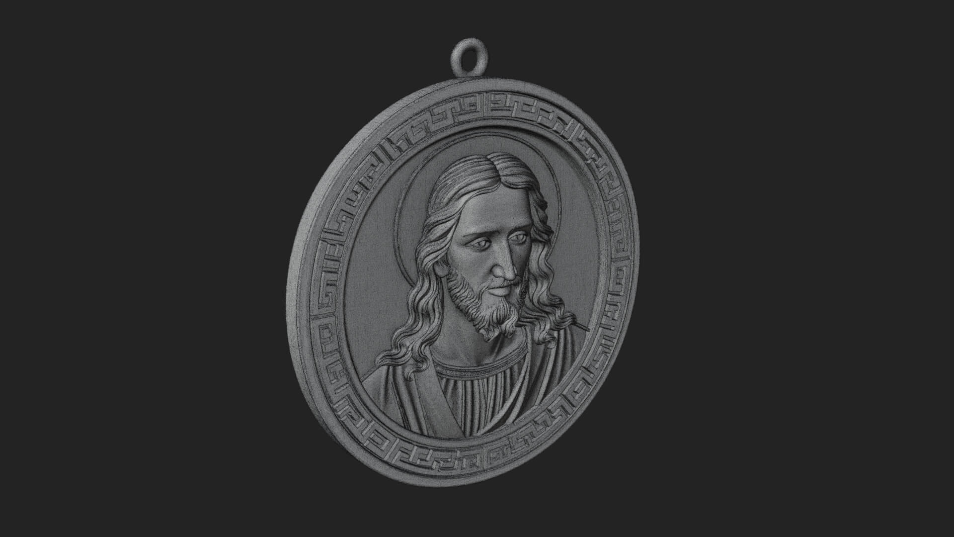 Long-Haired Christ Oval Plaque Design 2 3D Print Model 3D Model