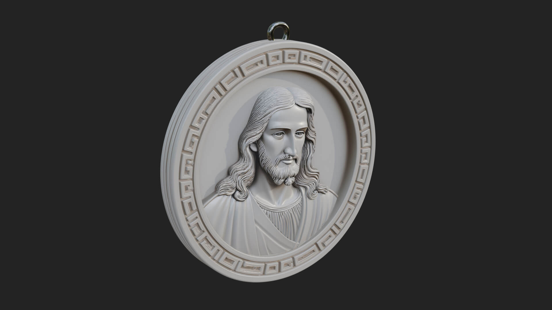 Long Haired Christ Oval Plaque Design 3 3D Print Model 3D Model