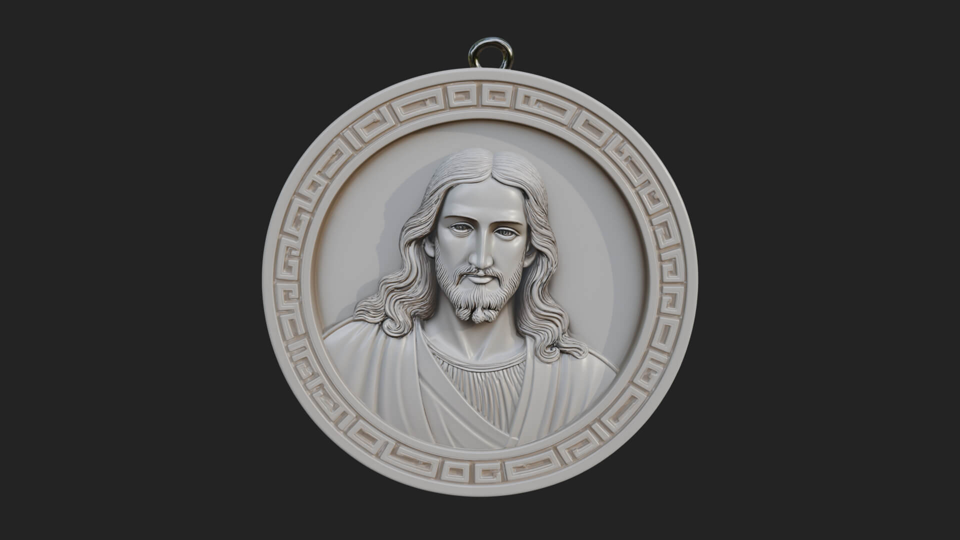 Long Haired Christ Oval Plaque Design 3 3D Print Model 3D Model