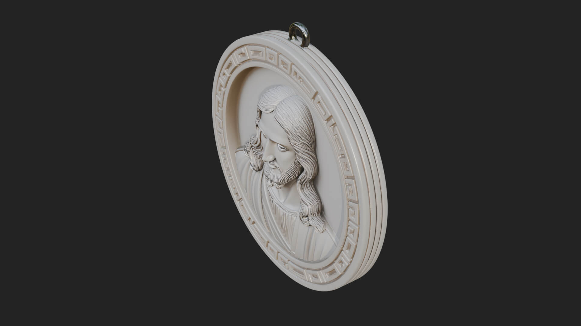 Long Haired Christ Oval Plaque Design 3 3D Print Model 3D Model