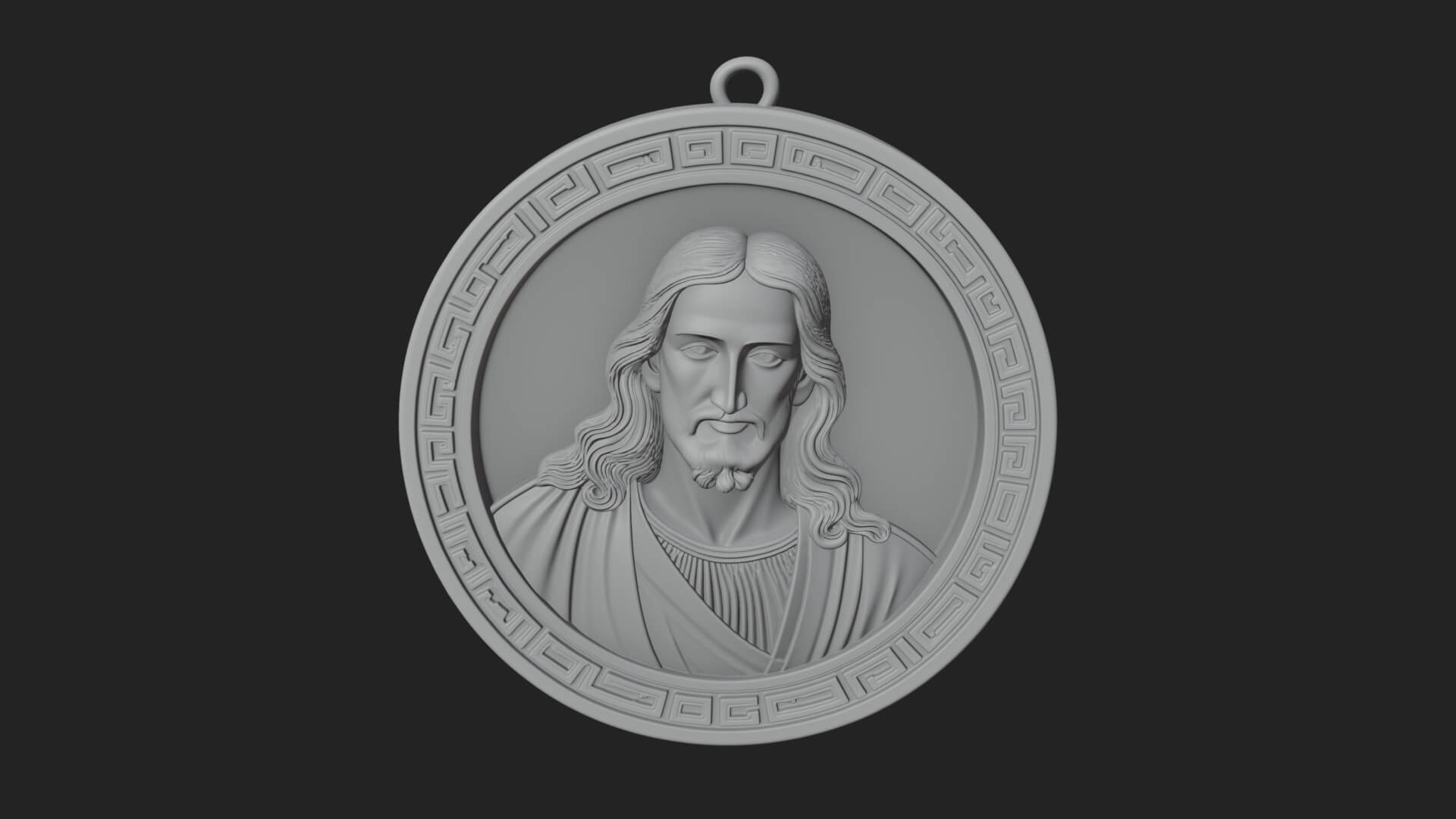 Long Haired Christ Oval Plaque Design 3 3D Print Model 3D Model