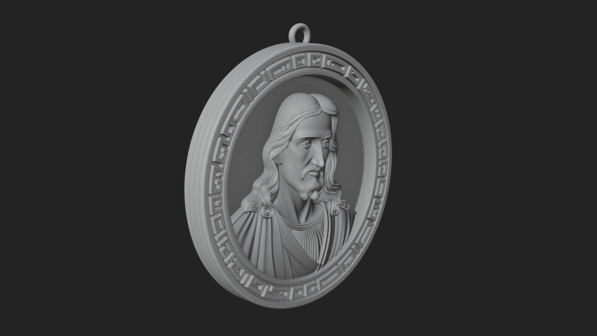 Long Haired Christ Oval Plaque Design 3 3D Print Model 3D Model