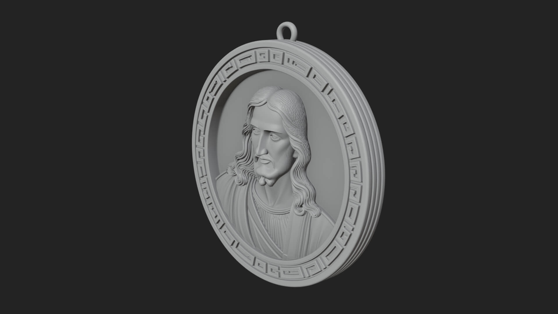 Long Haired Christ Oval Plaque Design 3 3D Print Model 3D Model