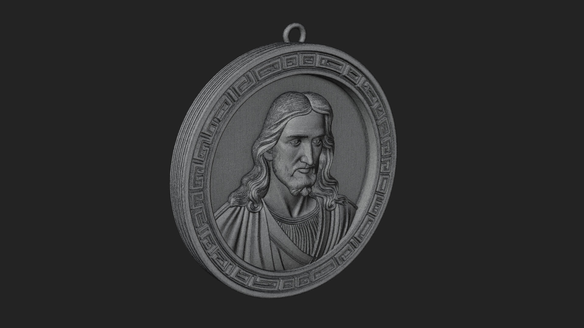 Long Haired Christ Oval Plaque Design 3 3D Print Model 3D Model