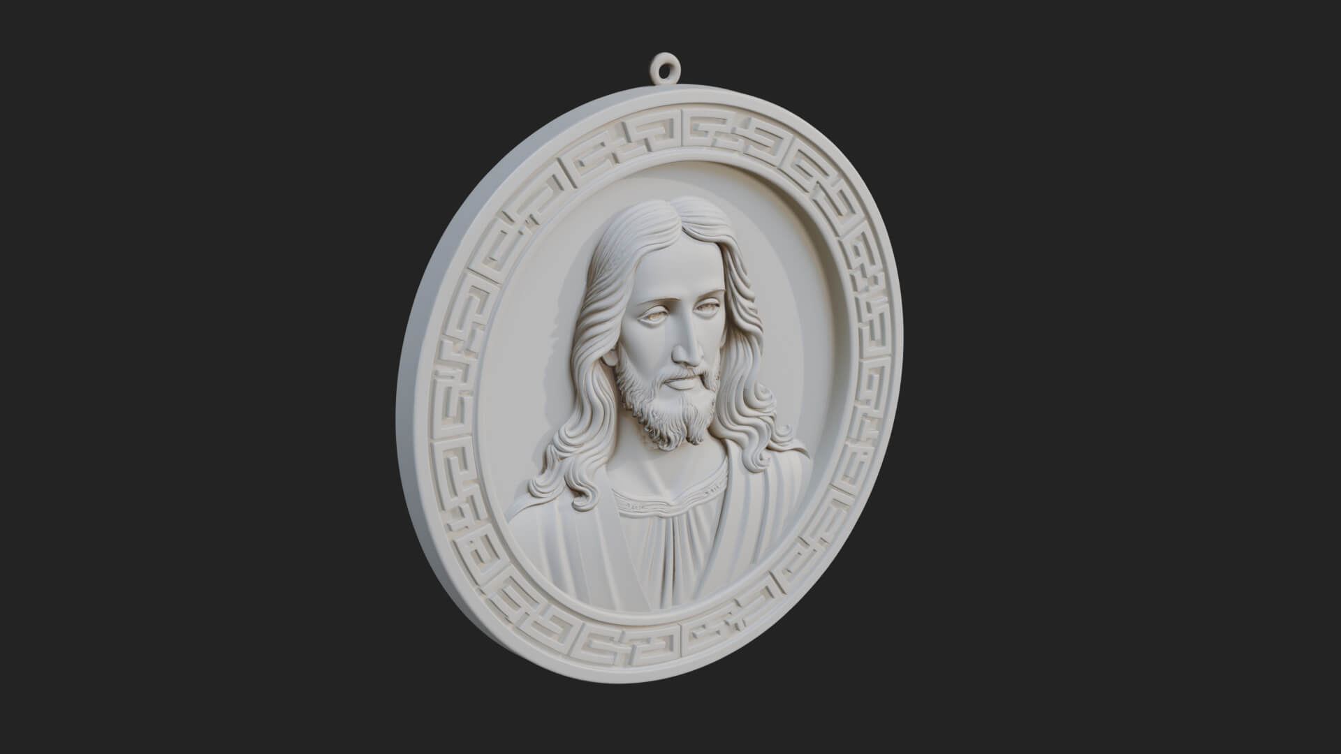 Long-Haired Christ Oval Plaque Design 4 3D Print Model 3D Model