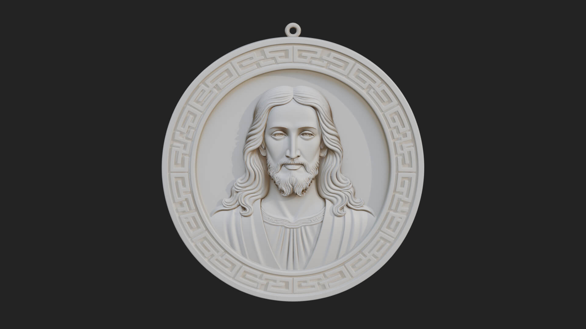 Long-Haired Christ Oval Plaque Design 4 3D Print Model 3D Model