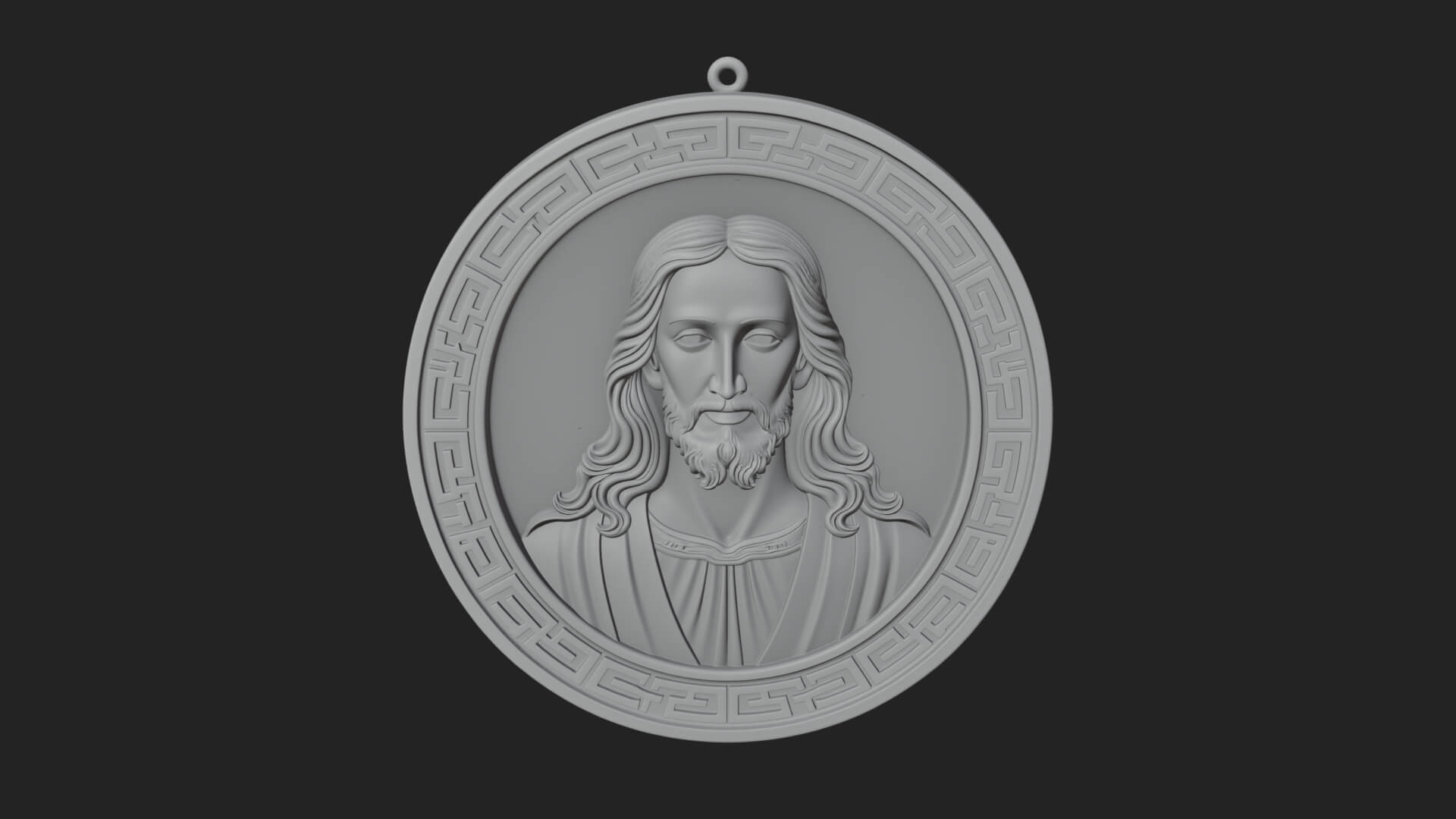 Long-Haired Christ Oval Plaque Design 4 3D Print Model 3D Model