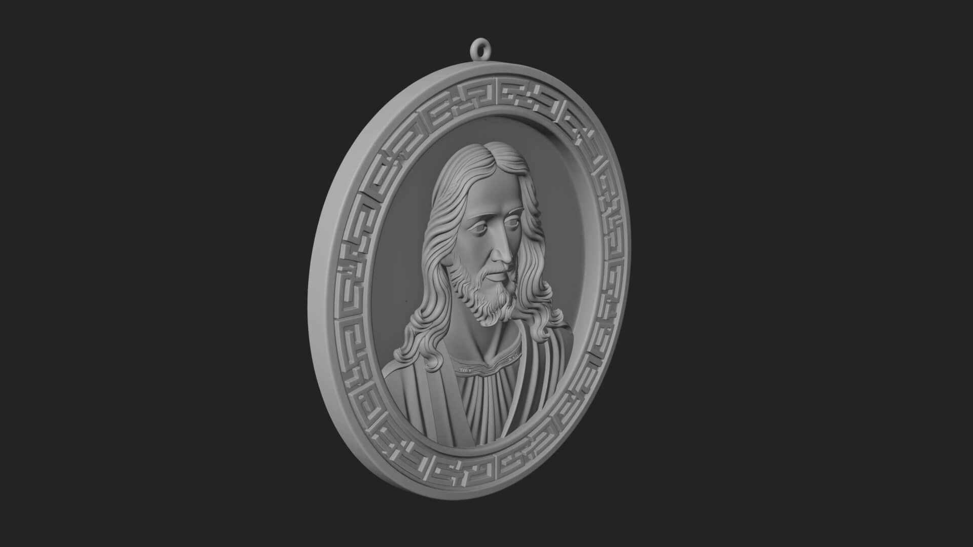Long-Haired Christ Oval Plaque Design 4 3D Print Model 3D Model