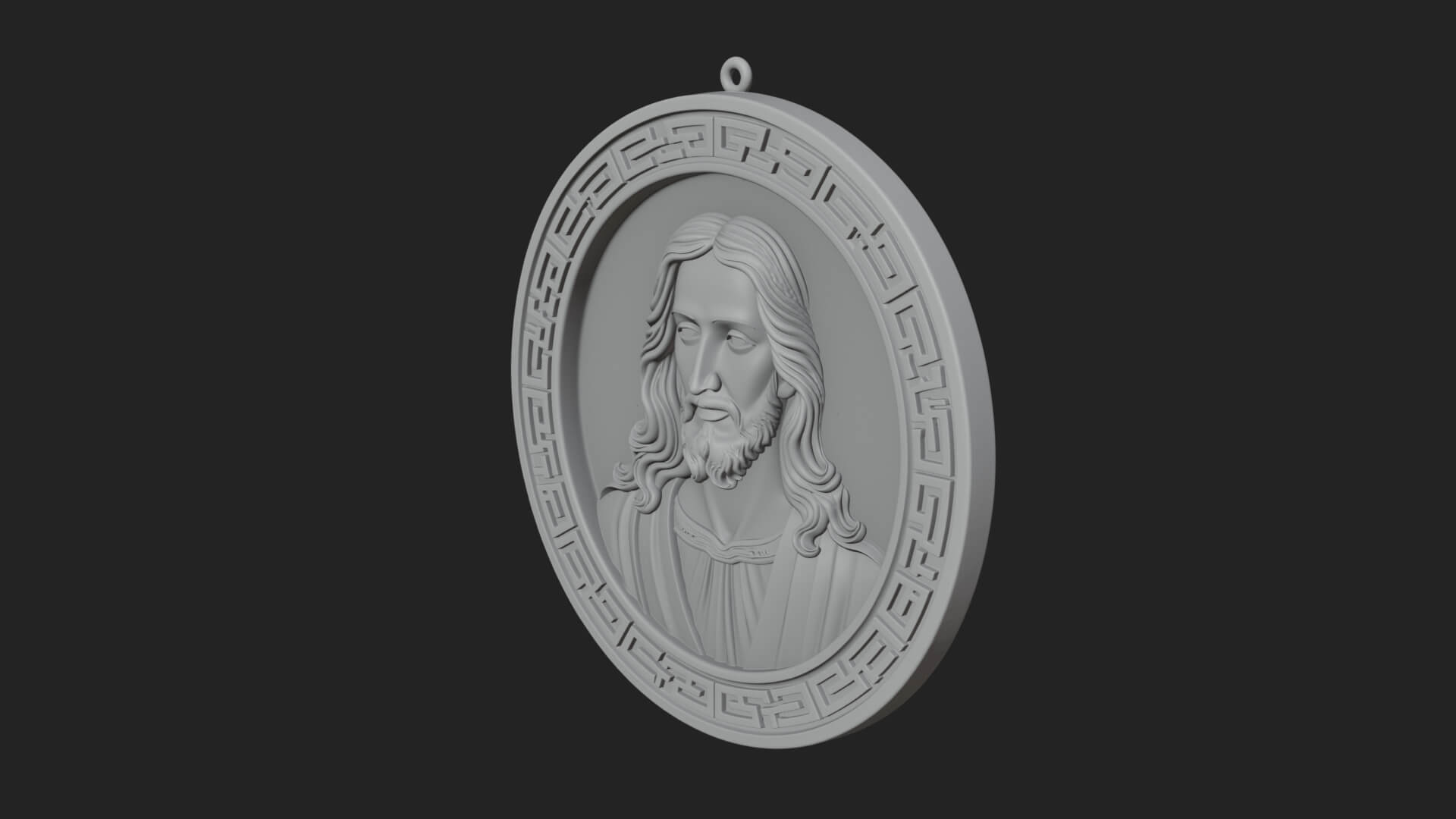 Long-Haired Christ Oval Plaque Design 4 3D Print Model 3D Model