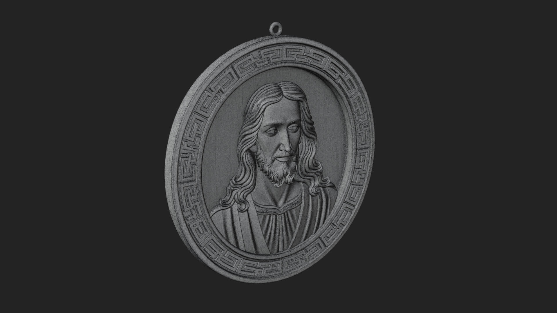 Long-Haired Christ Oval Plaque Design 4 3D Print Model 3D Model