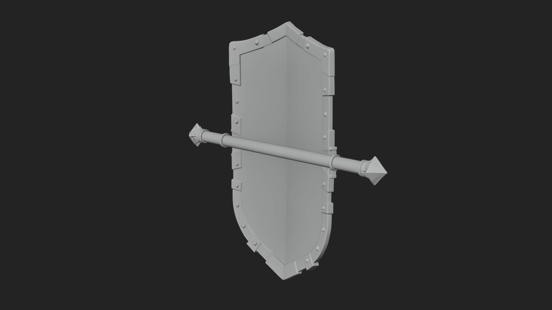 Long Rectangular War Shield Model Design 3 3D Print Model 3D Model