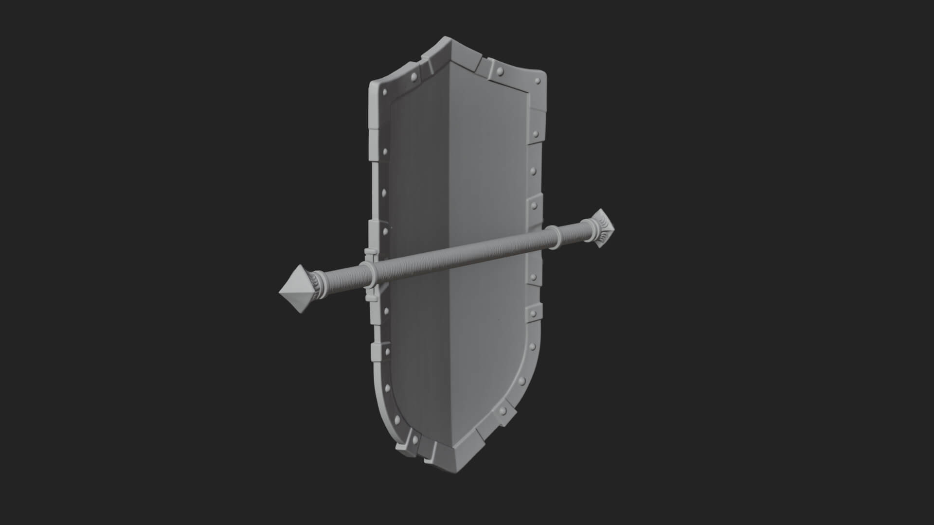 Long Rectangular War Shield Model Design 3 3D Print Model 3D Model