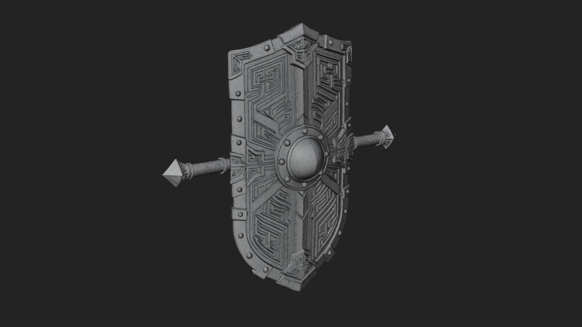 Long Rectangular War Shield Model Design 3 3D Print Model 3D Model