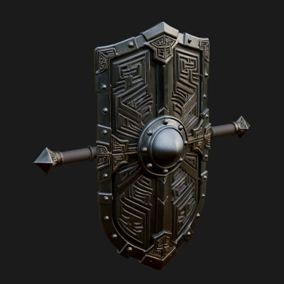 Long Rectangular War Shield Model Design 3 3D Print Model
