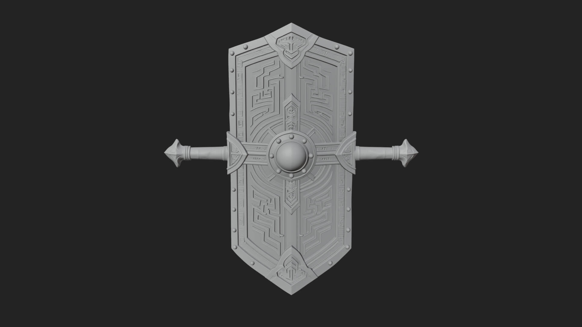 Long Rectangular War Shield Model Design 4 3D Print Model 3D Model