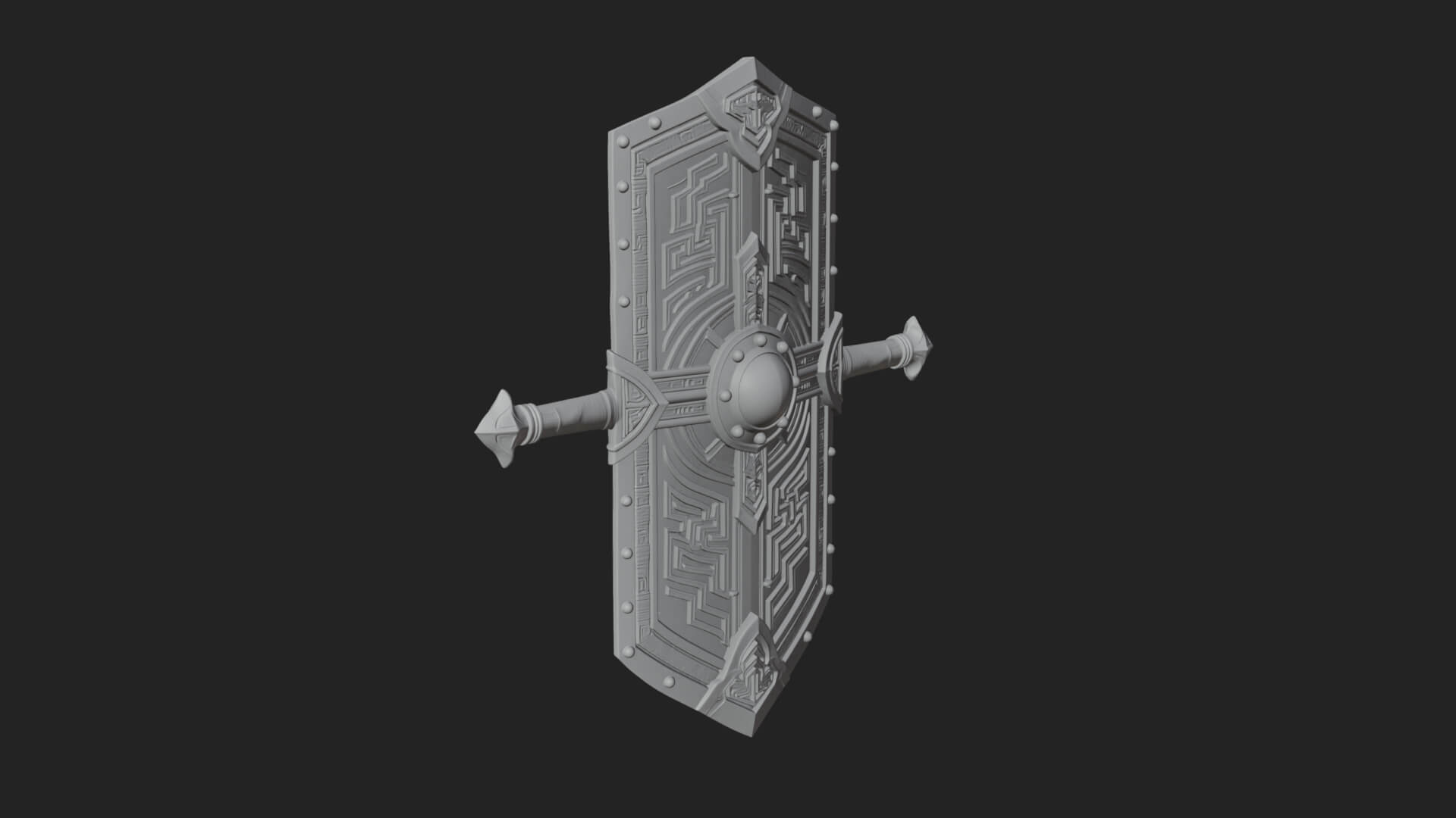 Long Rectangular War Shield Model Design 4 3D Print Model 3D Model