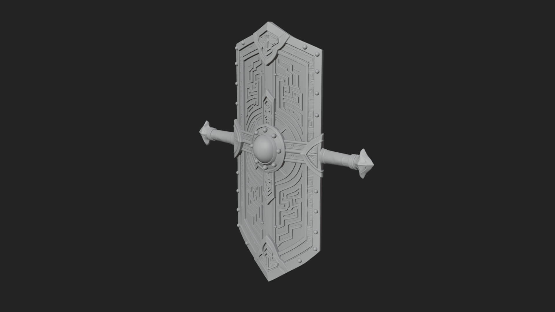 Long Rectangular War Shield Model Design 4 3D Print Model 3D Model