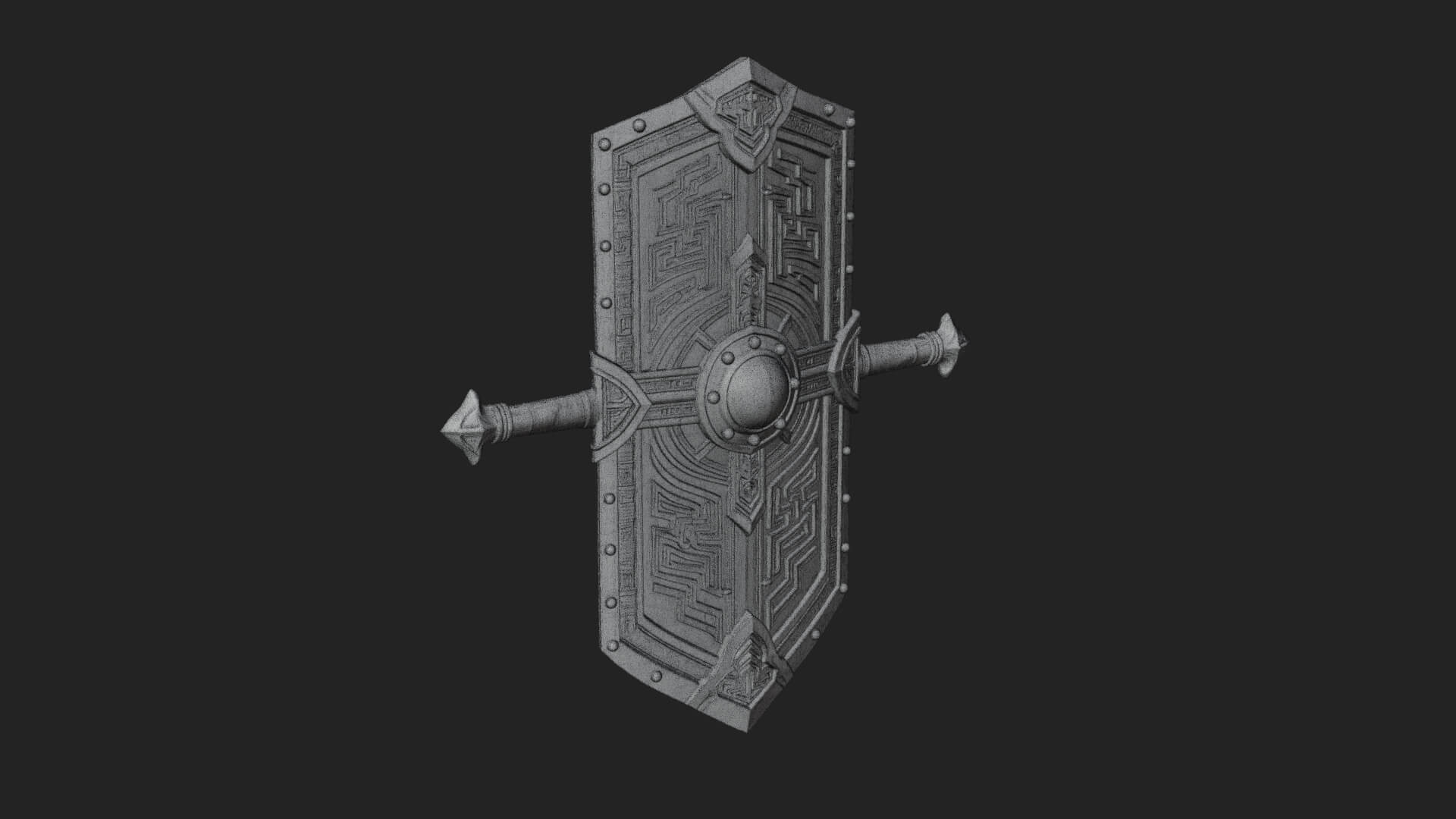 Long Rectangular War Shield Model Design 4 3D Print Model 3D Model