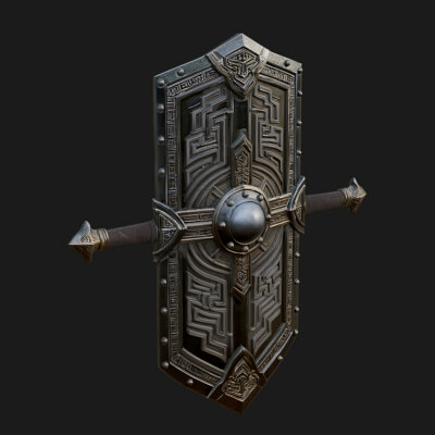 Long Rectangular War Shield Model Design 4 3D Print Model