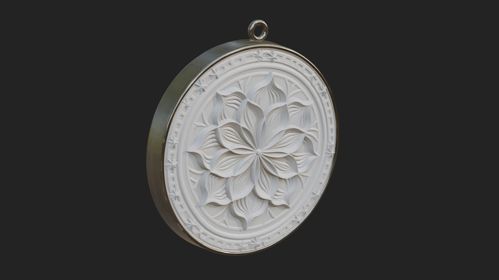 Lotus Bloom Oval Relief Plaque Design 1 3D Print Model 3D Model